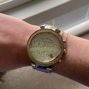 two tone michael kors watch